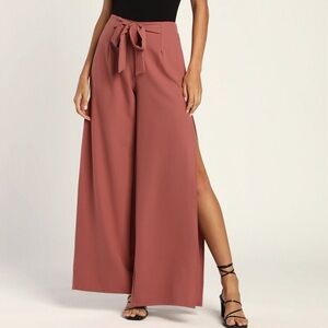 Lulus Going Places Mauve Pants Wide Leg Women’s Size Medium Pink Lightweight